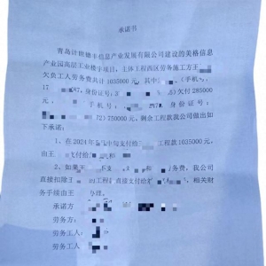 有承諾書也要不回20多萬勞務(wù)費 開發(fā)商和總包方都“哭窮”