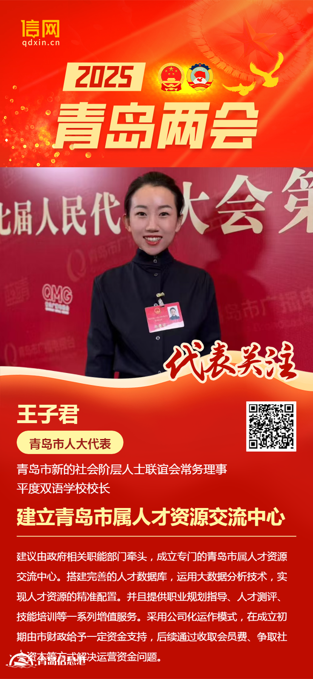 青島市人大代表王子君：成立市屬人才資源交流中心 助力城市高質(zhì)量發(fā)展