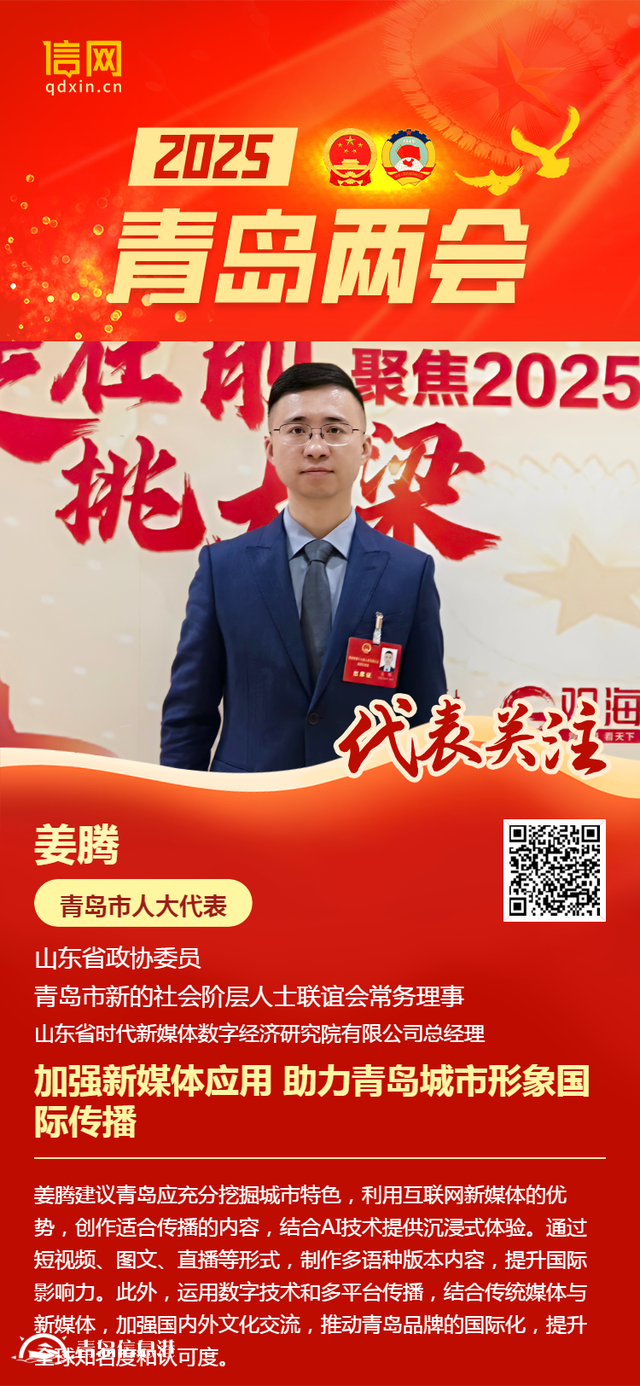青島市人大代表姜騰：加強新媒體應(yīng)用 助力青島城市形象國際傳播